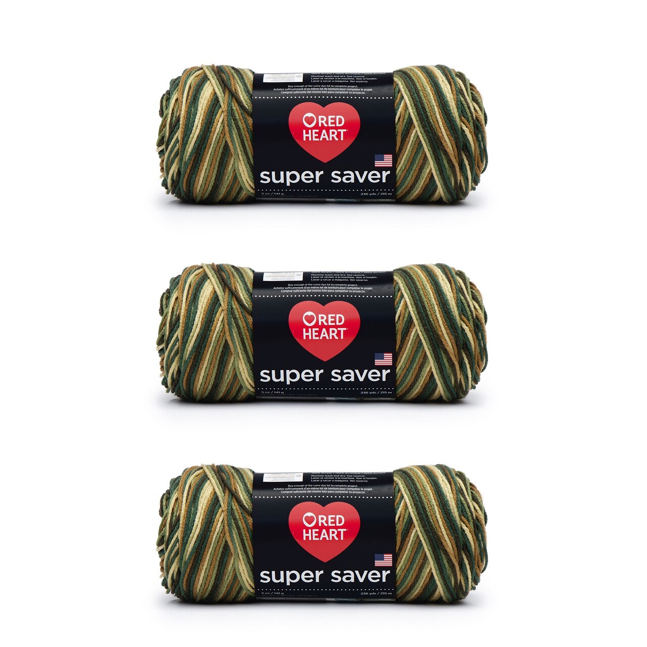 Red Heart Super Saver Woodsy Yarn - 3 Pack of 141g/5oz - Acrylic - 4 Medium (Worsted) - 364 Yards - Knitting/Crochet